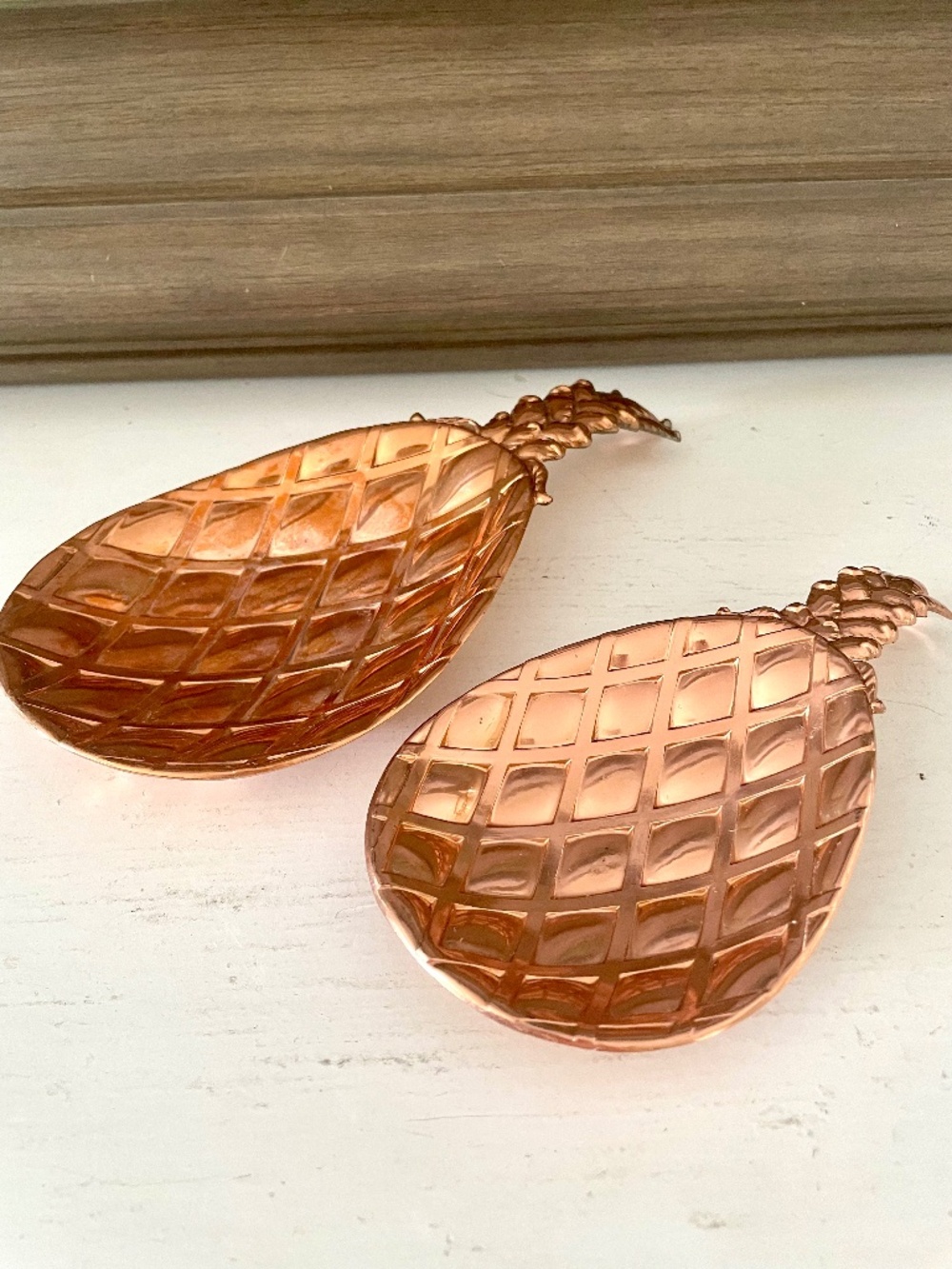 Lot Of 2 Copper Pineapple Spoon Rests Kitchen Decor Metal Accents Housewarming